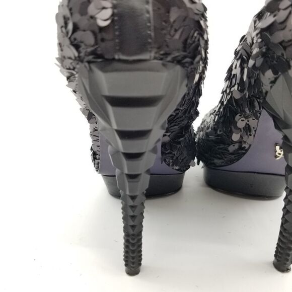 Rachel Roy Matte Black Sequin Pumps 7.5 - Picture 5 of 7